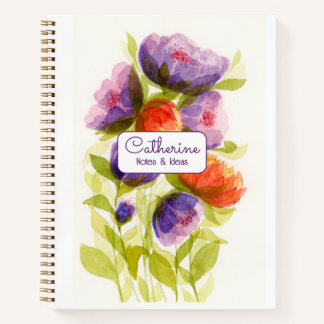 Carnet Art botanique aquarelle coloré personnalisé