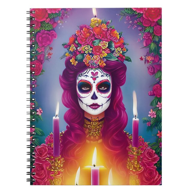 Carnet Art crâne de sucre - Belle femme à l'autel (Devant)
