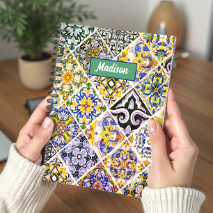 Carnet Art de carreaux verts vibrants italiens en majoliq