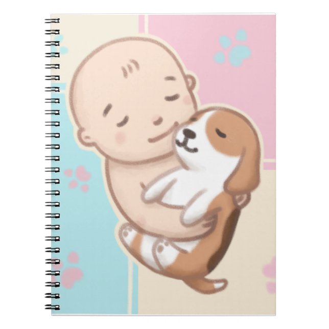 Carnet Art de l'illustration de chien mignon et bébé (Devant)