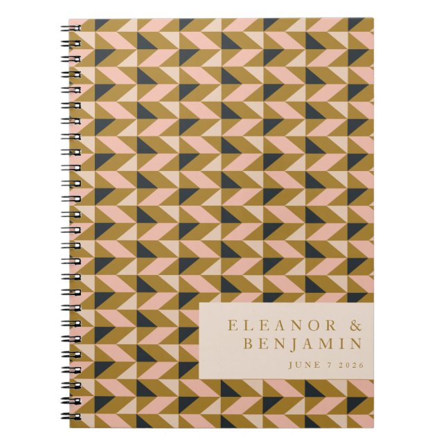 Carnet Art Déco Blush Gold Black Mariage personnalisé (Devant)