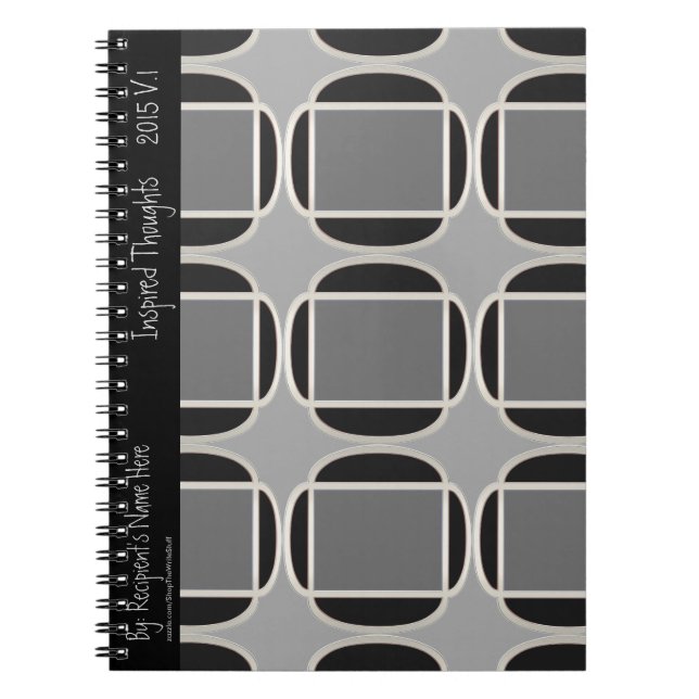 Carnet Art Déco fait Maroc-Black-Grey - Personnalisé (Devant)