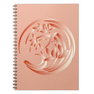 Carnet Art Déco Lily motif - corail orange