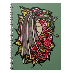 Carnet Art Dragon Roses Rouge