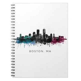 Carnet Art du Massachusetts | Aquarelle de la skyline de