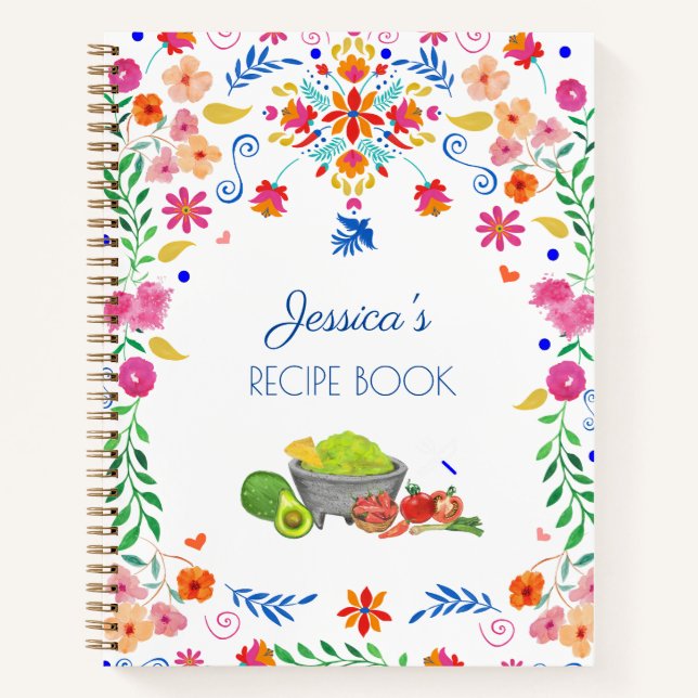 Carnet Art floral mexicain Nom Kitchen Cadeau Recette Liv (Devant)