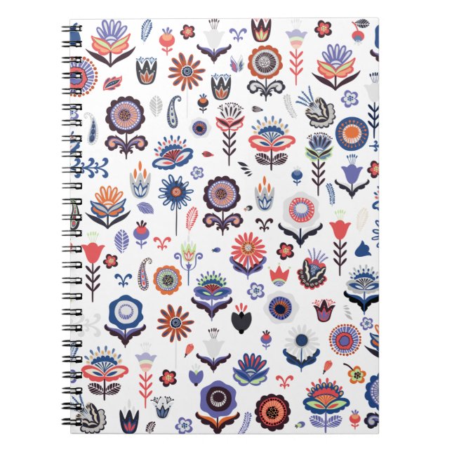 Carnet Art folklorique Botanique Motif sans couture (Devant)