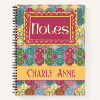 Carnet Art folklorique de patchwork de billets floraux dé