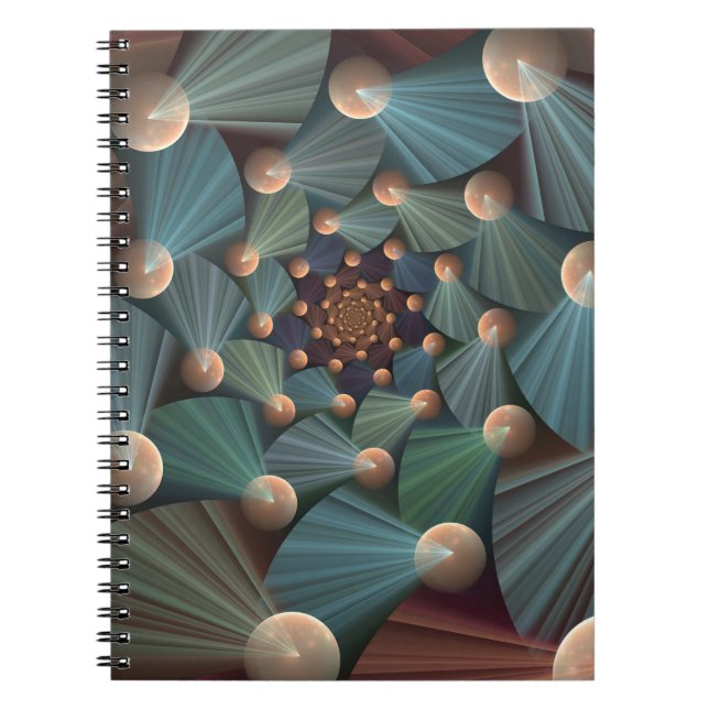 Carnet Art Fractal Abstrait Avec Profondeur Bleu Brown Ar (Devant)