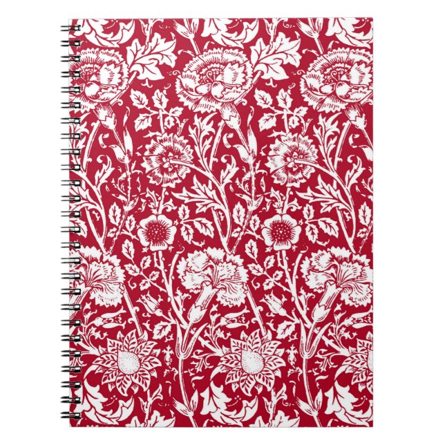 Carnet Art Nouveau Carnation Damask, rouge et blanc (Devant)