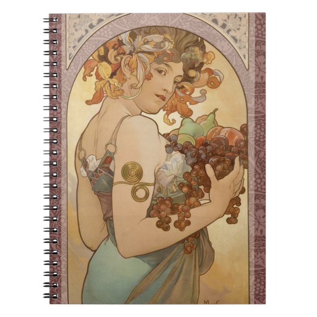 Carnet Art Nouveau Femme Mucha Belle (Devant)