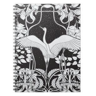 Carnet Art Nouveau : Illustration d'oiseaux floraux
