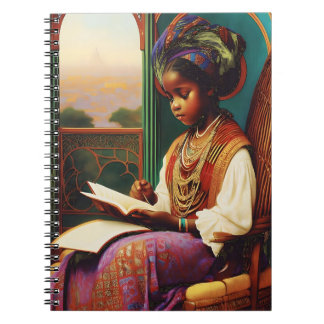Carnet Art Nouveau - Jeune fille afro-américaine lisant