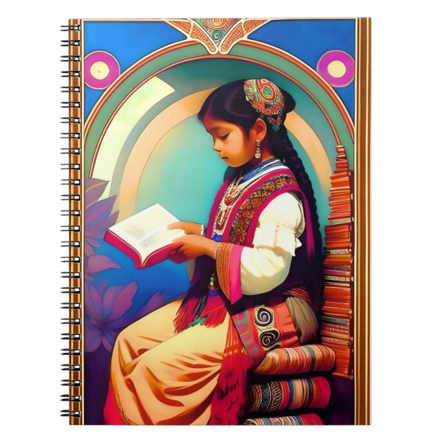 Carnet Art Nouveau Mexicaine Lecture fille (Devant)