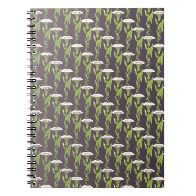 Carnet Art Nouveau sombre Ipomoea papier peint floral art (Devant)