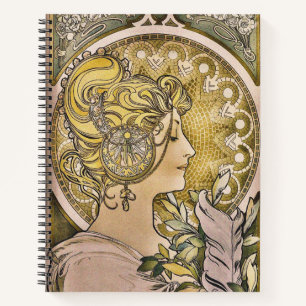Carnet Art nouveau vintage "La Plume" de Mucha