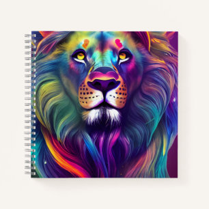 Carnet Art numérique moderne multicolore Lion majestueux