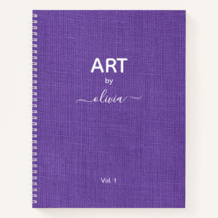 Carnet Art Par Nom Personnalisé Purple Linen Photo
