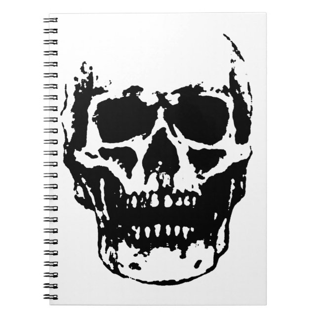Carnet Art Pop de crâne noir blanc (Devant)