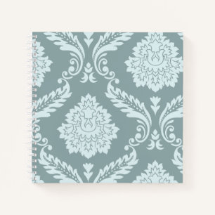 Carnet Art Rococo Damassé I Bleu Canard Œuf+Turquoise