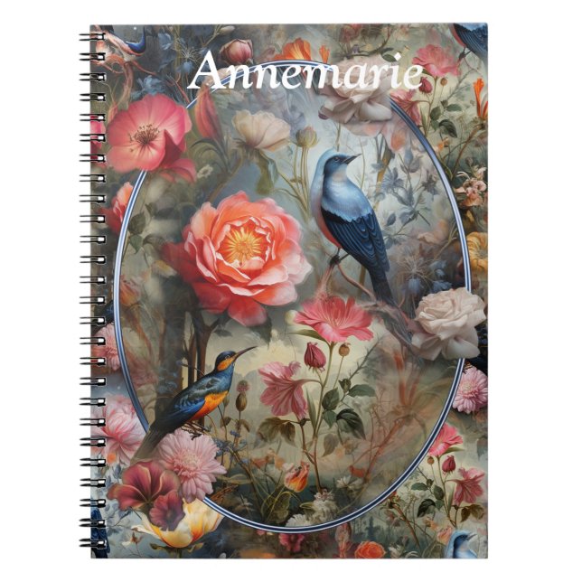 Carnet Art surréaliste avec fleurs et oiseaux (Devant)
