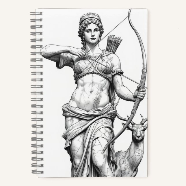 Carnet Artemis Goddess Mythology Line Art Notebook (Recto)