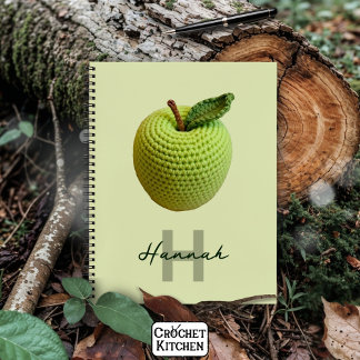 Carnet Artisanat Crochet vert Pomme Nom Monogramme