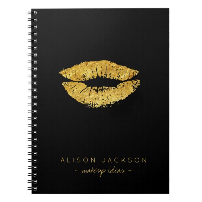Carnet Artiste de maquillage de glam simple en faux noir (Devant)