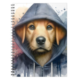 Carnet Artwork d'aquarelle Chien Brown dans une plaque Sw