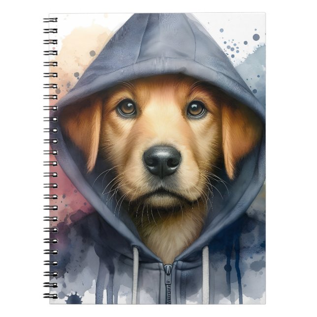 Carnet Artwork d'aquarelle Chien Brown dans une plaque Sw (Devant)