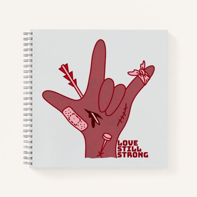 Carnet ASL ILY Design - Love Wounded But Still Strong (Devant)