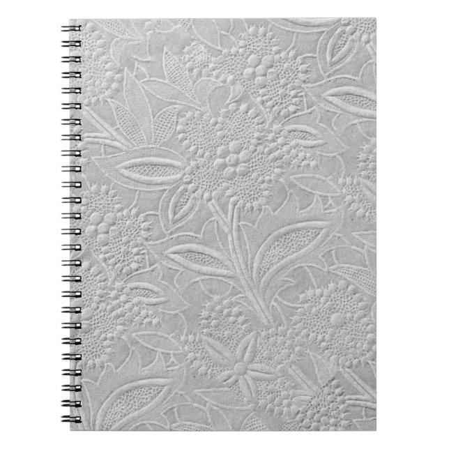Carnet Aspect floral embossé gris (Devant)