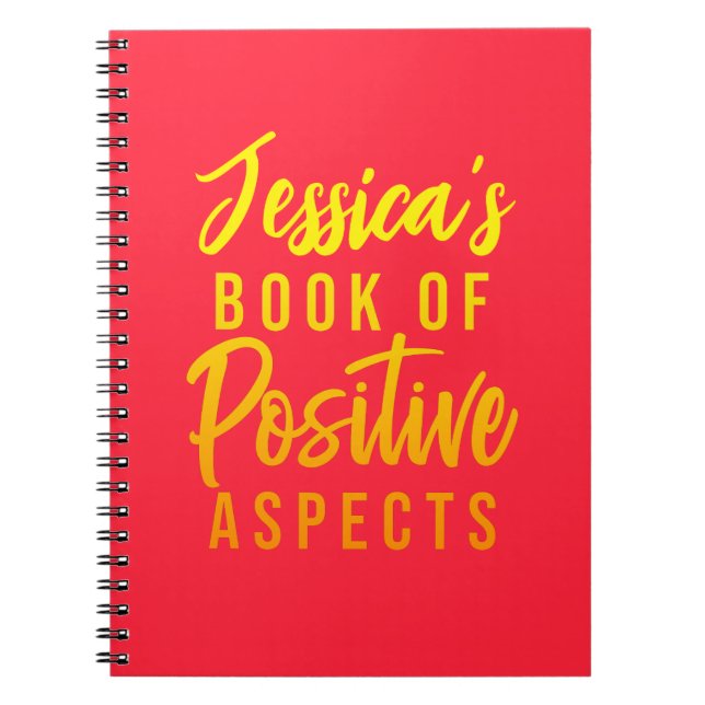 Carnet Aspects positifs Nom Rouge Jaune Gratitude (Devant)