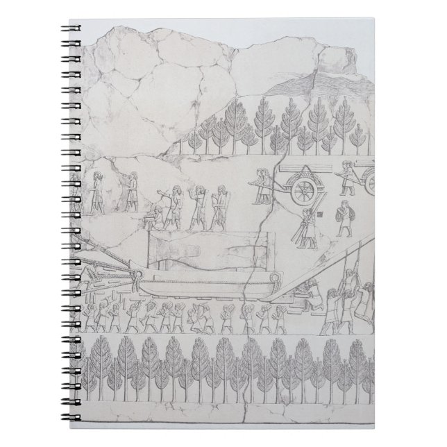 Carnet Assyriens déplaçant un Taureau à ailes sur un (Devant)