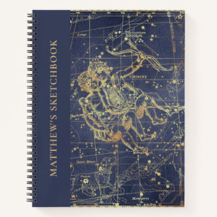 Carnet Astrologie Gemini Horoscope Sketbook avec nom