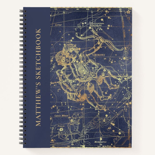 Carnet Astrologie Gemini Horoscope Sketbook avec nom (Devant)