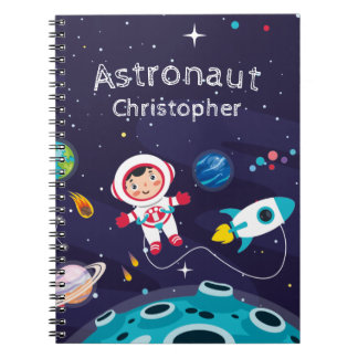 Carnet Astronaut child on the moon, monogrammed name