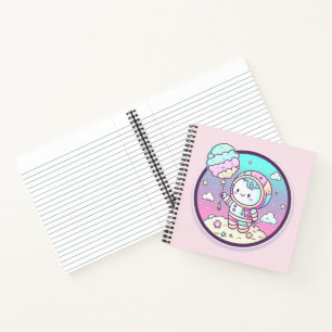 Carnet Astronaut mignon avec balon de crème glacée sur la