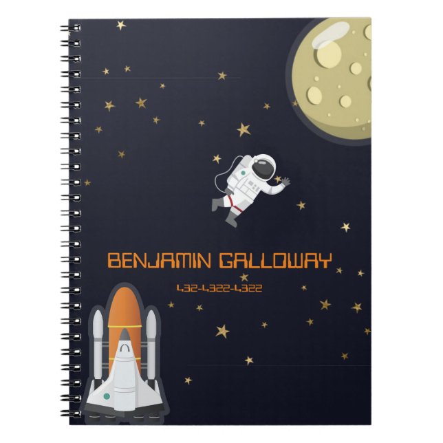 Carnet Astronaut Moon Rocket Kids Système solaire amusant (Devant)