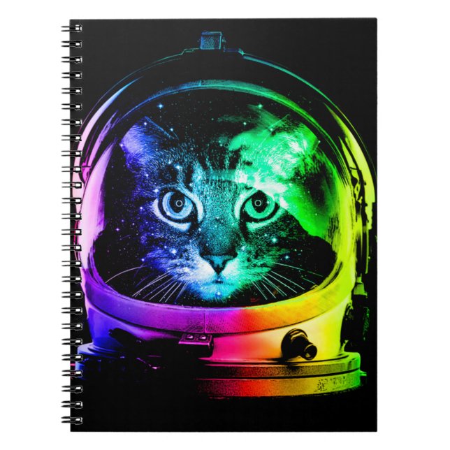 Carnet astronaute de chat coloré (Devant)