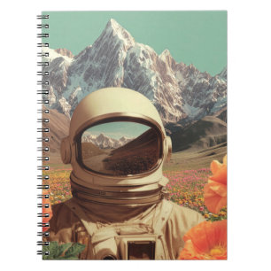 Carnet Astronaute surréaliste dans un champ de fleurs