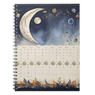 Carnet Atlas de phase de lune intemporelle - Rétro Astron