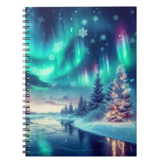 Carnet aurora borealis/Noël/hiver (Devant)