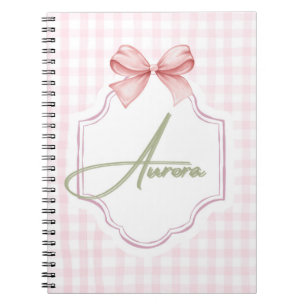 Carnet Aurora Nœud Rose Personnalisé & Impression Gingham
