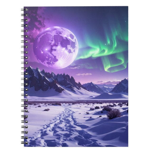 Carnet Aurora Peaks – Fantasy Dragon Night Sky Desk Mat (Devant)