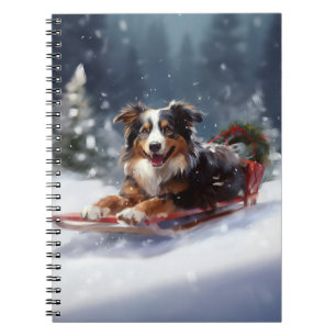 Carnet Australian Shepherd hiver neige de Noël