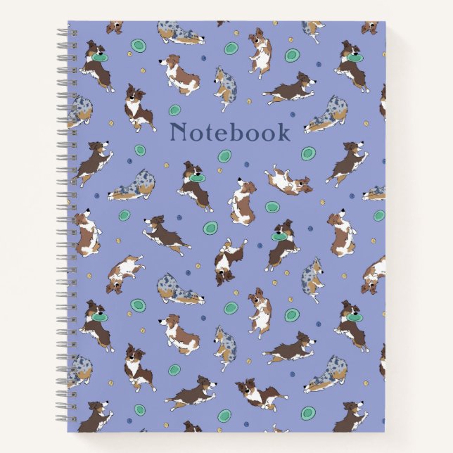 Carnet Australian Shepherd Jouer Fun Custom Spiral (Devant)