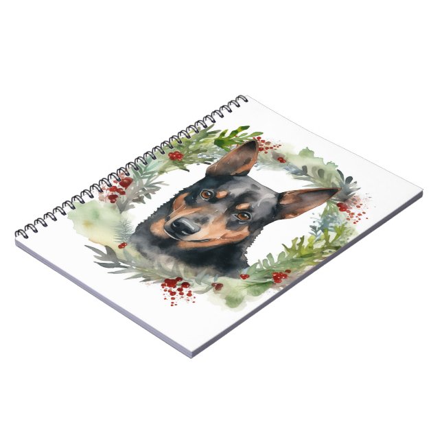 Carnet Australie Kelpie Noël Wreath Festive Pup (Côté gauche)