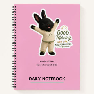 Carnet Autocollant de lapin Rex noir mignon pour étiremen