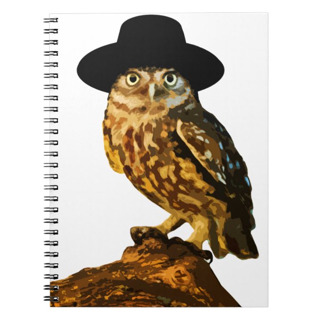 Carnet autocollant sage de hibou de hippie (Devant)